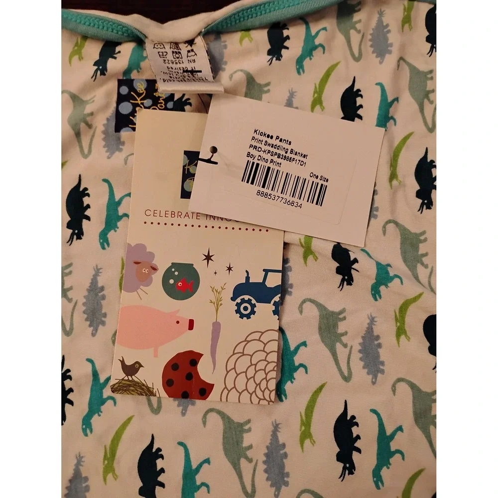 Kickee Pants Boy Dino Print Swaddling Blanket Viscose Bamboo Spandex 38x28 NWT
